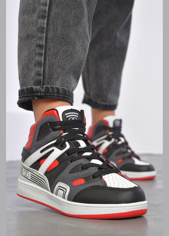 Кросівки жіночі чорного кольору з різнокольоровою вставкою на шнурівці Let's Shop чорні демісезони (301196687)