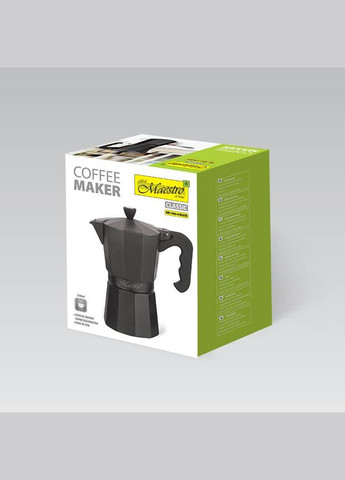 Кофеварка гейзерная алюминиевая 300 мл на 6 чашек (MR-1666-6 BLACK) Maestro (334004643)