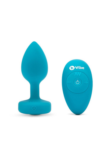 Анальная пробка с вибрацией и камнем Vibrating Jewel Plug, голубая, S/M CherryLove B-Vibe (293819468)