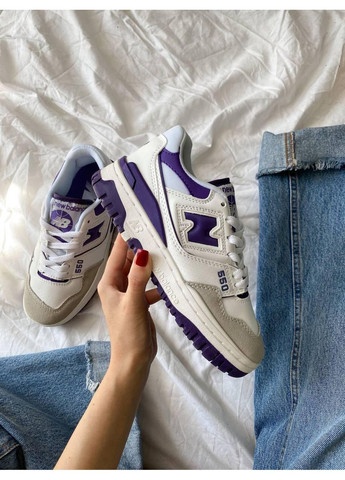 Белые демисезонные кроссовки мужские new balance 550 white purple нью беланс 550 No Brand