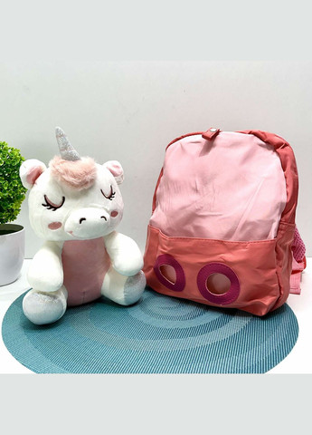 Рюкзак з м'якою іграшкою Єдиноріг 1 відділення 20см Кораловий (FG24032735B) No Brand (303137340)