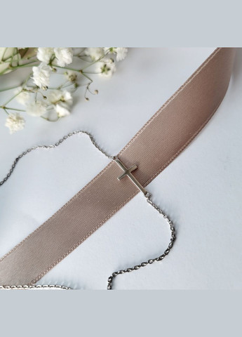 Серебряная цепочка колье чокер без камней Крест 40 см серебро 925 пробы Родированное 86083 1.72г No Brand (306854626)