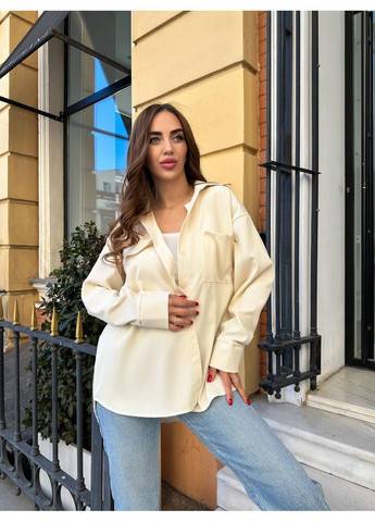 Молочная классическая рубашка однотонная DK/DL Мода без кордонів