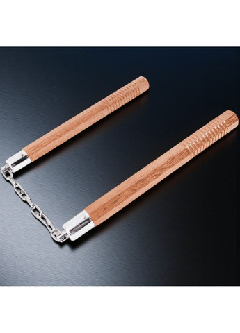 Нунчаки тренировочные нунчаку деревянные на стальной цепи Коричневые 3_9_0_1C No Brand (369924290)