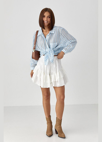 Белая короткая женская юбка из прошвы Lurex