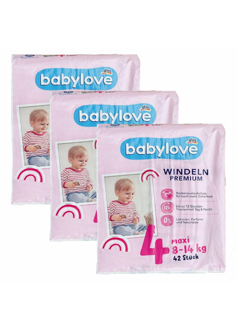 Подгузники Premium 4 Maxi 8-14 кг 126 шт BabyLove (369144197)