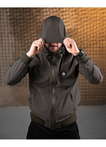 Оливковая демисезонная мужская легкая куртка stone island влагозащищенная олива No Brand