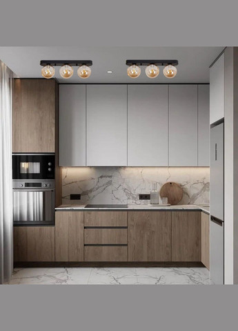 "Тройной светильник с 3 шаровидными плафонами "Glass Trio Light" (61-X100F-3 BK+BR (380)). No Brand (370072438)