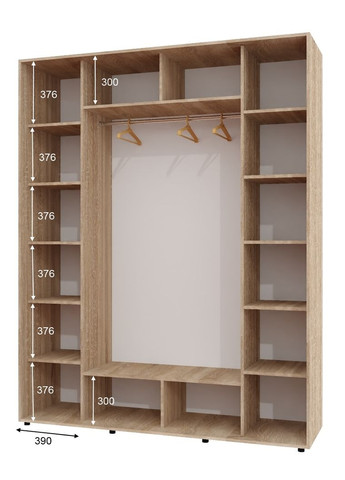 Шафа-купе тридверна 200*60*220 Дуб Сонома 2 Дзеркала з піскострумним малюнком/Дзеркало ШК-05 Алекса (360474376)
