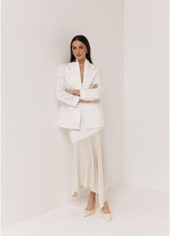 Жіночий піджак "Весняночка", 100% бавовна, білий з машинною вишивкою гладдю, знімний комір-трансформер, розміри S-2XL MOTYV (371401890)
