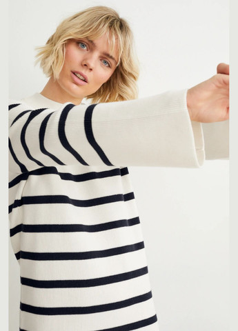 Белое кэжуал платье-свитер C&A однотонное