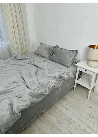 Постельное белье плюшевое евро Home 20757 200х220 см серое DUSHKA (327790621)