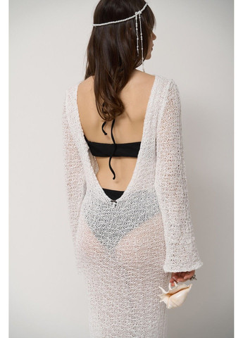 Белый комплект купальник женский сплошной rose черный + парео вязаное foam белое слитный Handy Wear