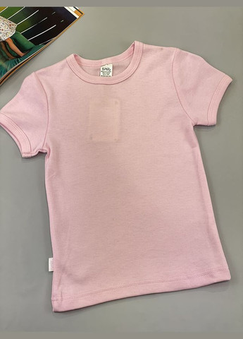 Розовая летняя детская однотонная футболка Smil