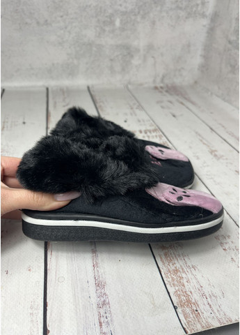 Черные тапочки домашние для девочки черно-розовый (1216-1) Lion