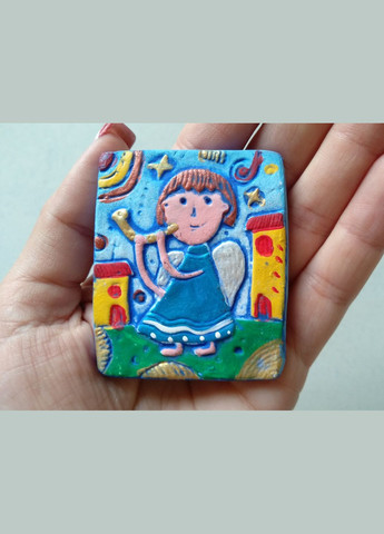 Керамічний магніт «Чарівний Янгол» (блакитне вбрання) Коти&Ангели (301533030)