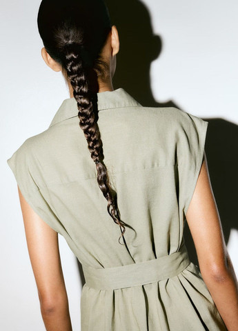 Оливковое (хаки) кэжуал платье H&M однотонное