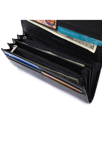 Жіночий гаманець лакований з фактурою під рептилію з натуральної шкіри 22718 Чорний st leather (298111877)