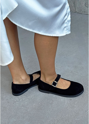 InFashion Елегантні жіночі туфлі з натуральної замші мері джейн чорний з натуральна замша, україна — демісезон (359655879)