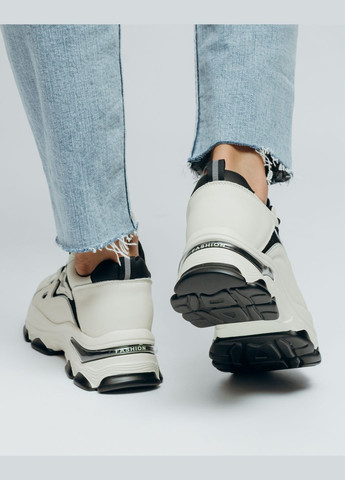 Кроссовки на платформе молочные кожа Prima d'Arte белые всесезоны (302661492)