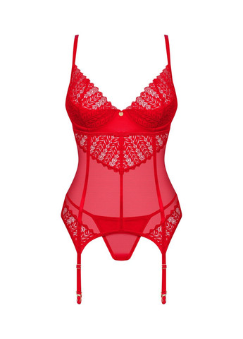 Красный демисезонный комплект корсет и стринги ingridia corset & thong xl/2xl, cherrylove Obsessive