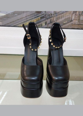 No Brand Святкові жіночі туфлі чорні шкіра на платформі - Чорний колір чорний з штучна шкіра, — літо (322414743)