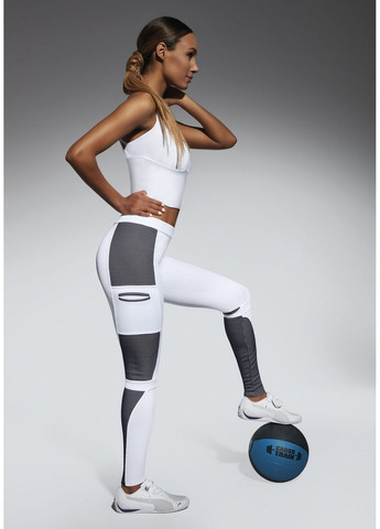 Белые демисезонные женские спортивные леггинсы для фитнеса Bas Bleu