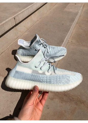 М'ятні Осінні кросівки чоловічі adidas yeezy boost 350 v2, cloud white reflective адідас ізі буст No Brand