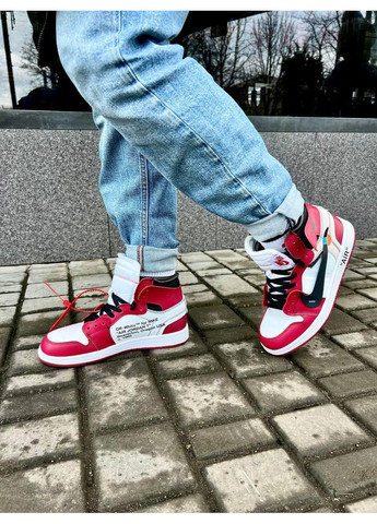 КРОССОВКИ ЖЕНСКИЕ NIKE AIR JORDAN 1 OFF-WHITE RED НАЙК АИР ДЖОРДАН No Brand белые демисезоны (367172915)