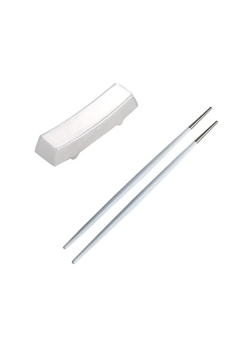 Набор прямоугольной серебряной подставки и палочек для суши серебро с белой ручкой для дома ресторанов, кафе. REMY-DECOR (293152730)