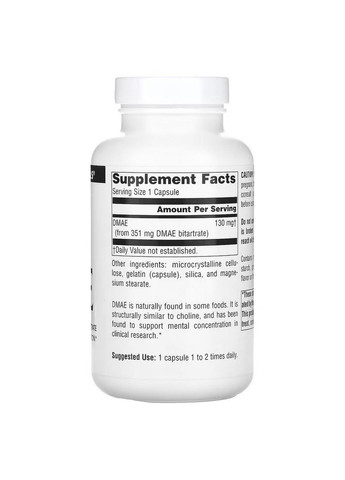 Натуральна добавка DMAE, 100 капсул Source Naturals (293339835)