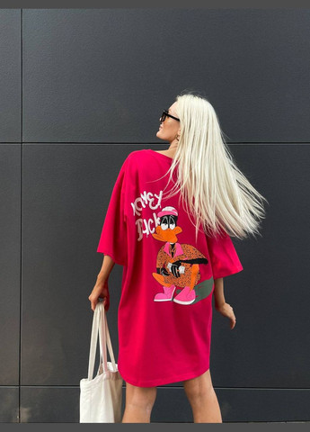 Малинова спортивна, повсякденний, кежуал, вечірня жіноча сукня-футболка сукня-футболка No Brand з малюнком