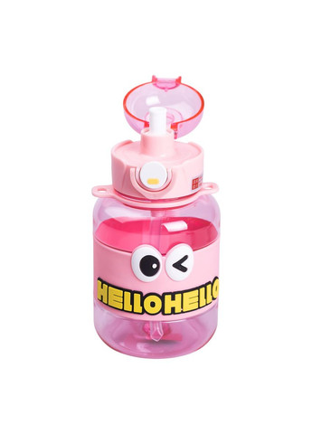 Бутылка для воды детская с трубочкой 680 мл Розовая для активных детей питьевая бутылка с ручкой и ремешком ProDobro (364189767)