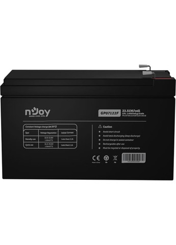 Аккумуляторная батарея для ИБП nJoy 12 V/7A AGM T2/F2 GP07122F черная BTVACGUOBTD2FCN01B N-Joy (293346878)