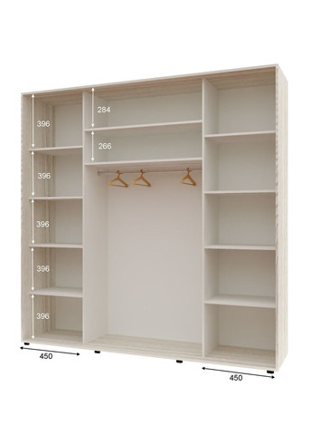 Шафа-купе тридверна 220*60*210 см Дуб Білений 3 двері Дзеркало Максі Комфорт Меблі (360435818)