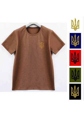 Чёрная для мужчин черная с патриотическим рисунком вышивкой герб, стильная черная футболка патриотическая 50 хлопок (301033924)