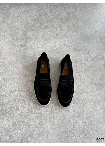 Лофери замшеві чорні на низькій підошві “Velora” No Brand (358884088)