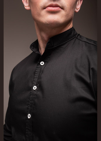 Черная повседневный, вечерний, праздничный, классическая, кэжуал рубашка однотонная Vakko
