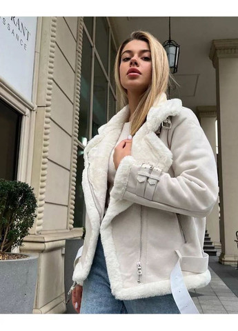Жіноча дублянка 2141 Авіатор з поясом молочна You Best (303899216)