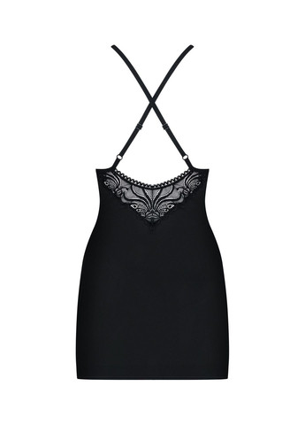 Сатиновий комплект для сну з мереживом 828-CHE-1 chemise & thong CherryLove Obsessive (296623381)