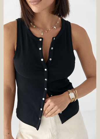 Майка в рубчик на кнопках Lurex — 339433467