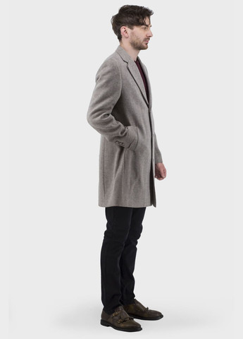 Светло-серое демисезонное Мужское среднее шерстяное пальто с вискозой, приталенный крой, английский воротник, классический стиль Simoni (графит, ), 47236 No Brand