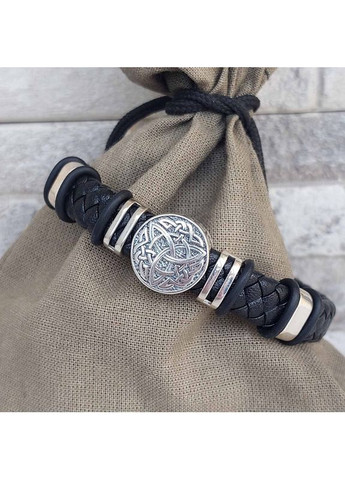 Браслет-оберіг руна Трикверт срібло з шкірою, 20 см No Brand (365818905)