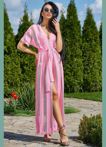 Длинная пляжная туника принт полоска. Розовый Seventeen (340108407)