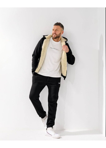 Чорний демісезонний теплий чоловічий костюм брючний Adelante