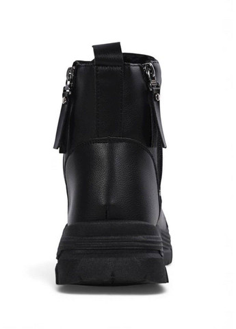 Зимние ботинки женские зимние на меху черные (n036) Loretta прессованная кожа