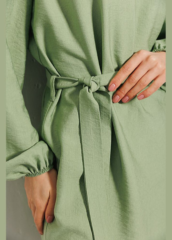 Салатова коротка сукня з довгими рукавами Arjen