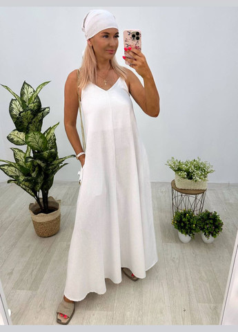 Белое платье с платком Garna однотонное