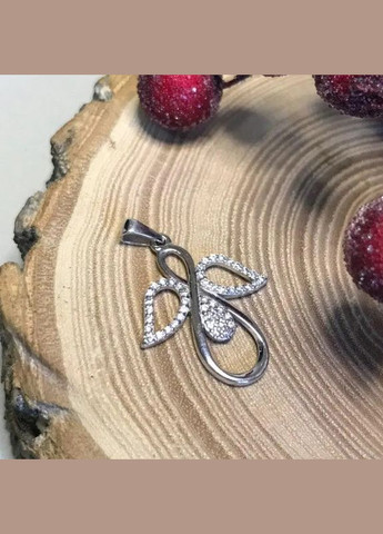 Кулон срібний тематичний ажурний янгол з білими фіанітами Каштан (342334613)