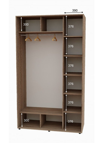 Шкаф-купе двухдверный 160*60*250 Дуб Сонома трюфель ДСП/Зеркало с пескоструйным рисунком Алекса (360478740)